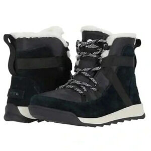 Sorel Whitney II Flurry Waterproof  Boot Suede Insulated Black Size 8